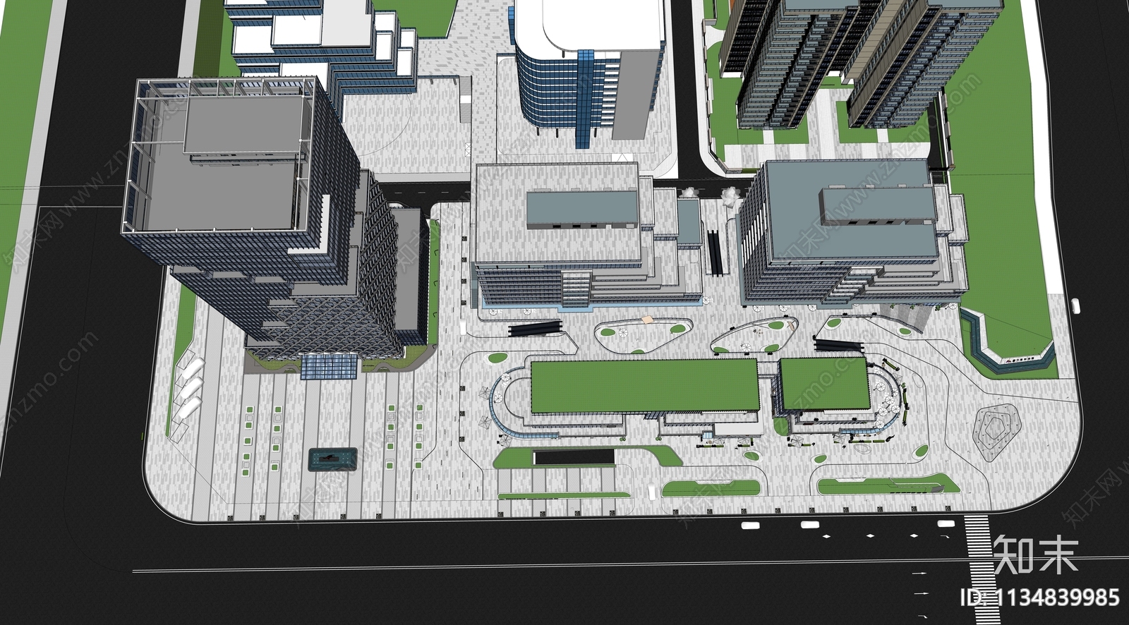 现代商业景观SU模型下载【ID:1134839985】