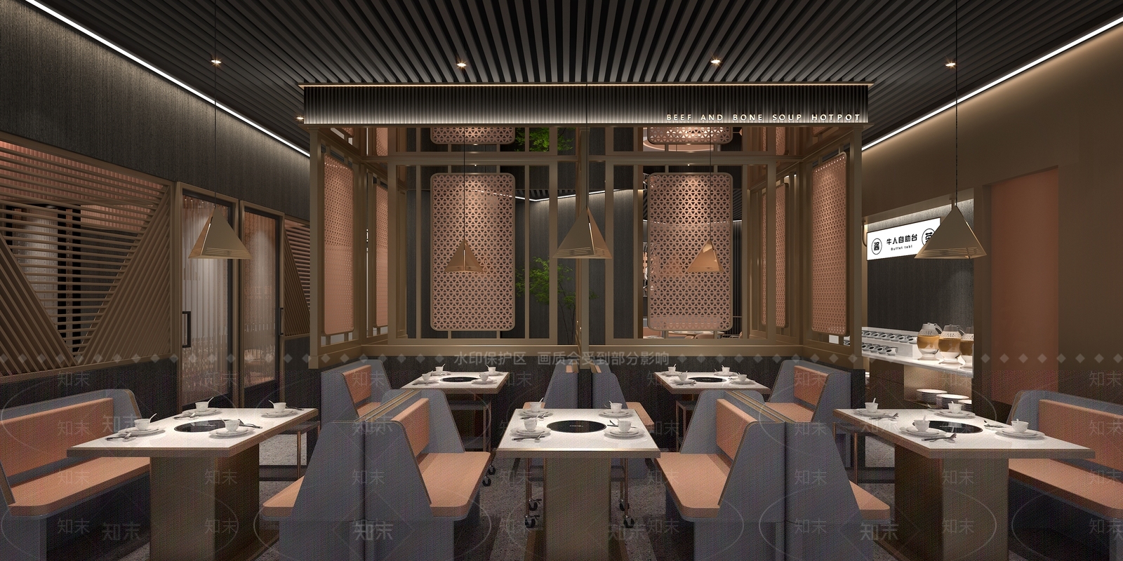 现代牛肉火锅店3D模型下载【ID:1134842305】