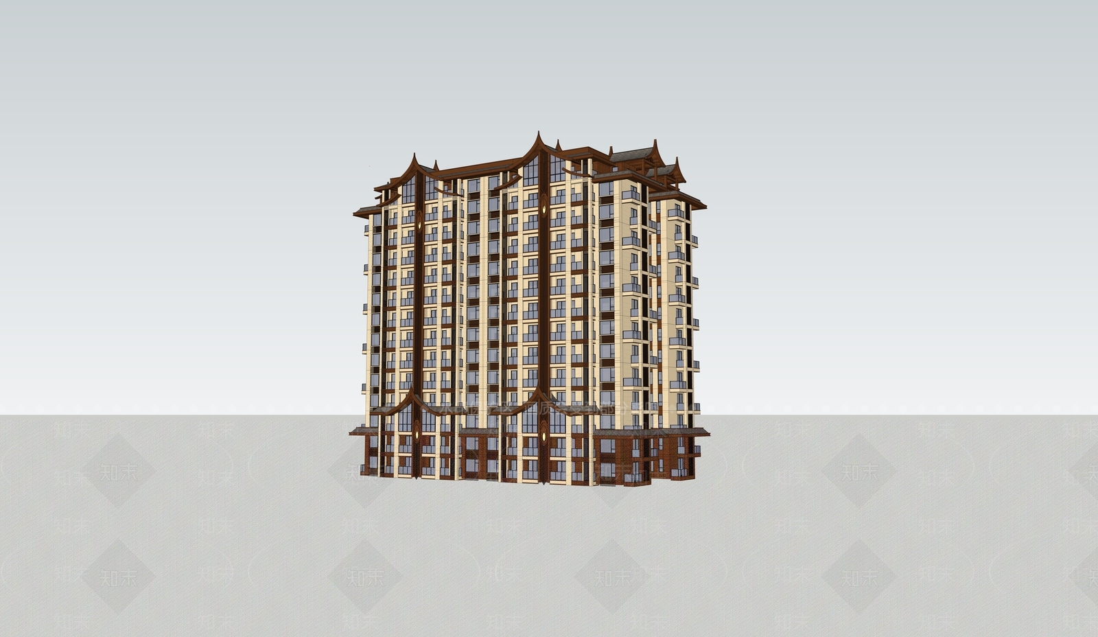 东南亚高层住宅SU模型下载【ID:1134842349】