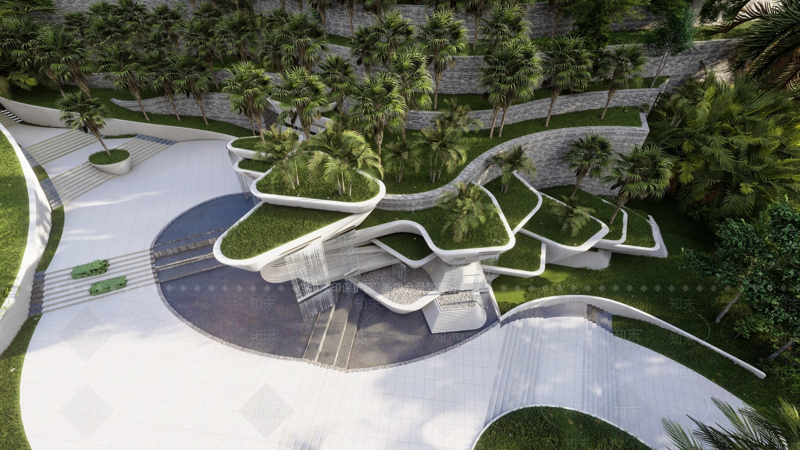 现代假山跌水SU模型下载【ID:1134843808】