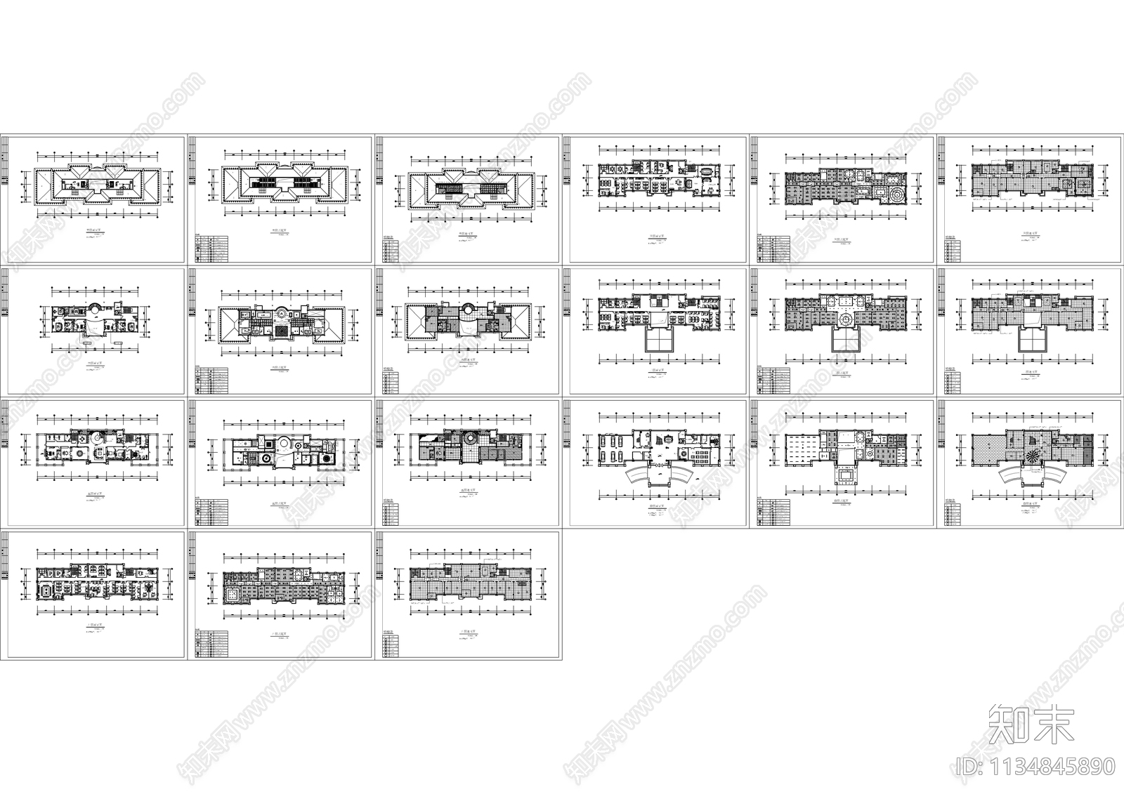 六层办公住宅空间cad施工图下载【ID:1134845890】