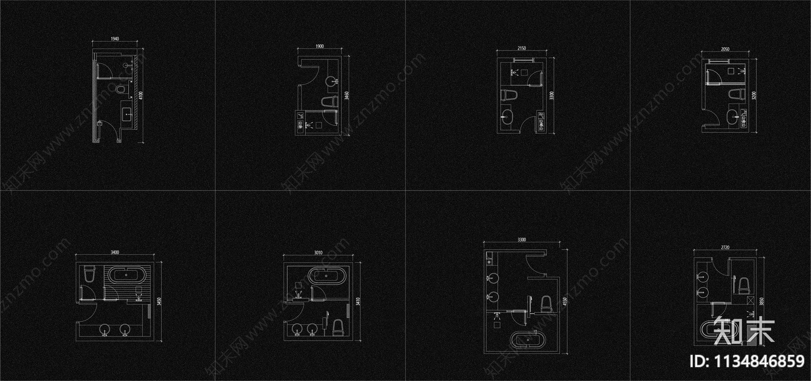 2023家装卫生间平面方案图cad施工图下载【ID:1134846859】