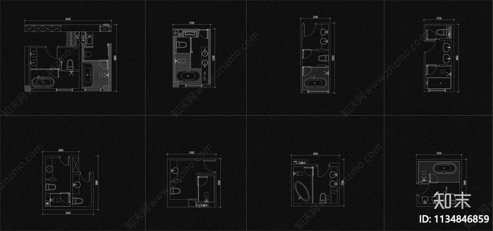 2023家装卫生间平面方案图cad施工图下载【ID:1134846859】