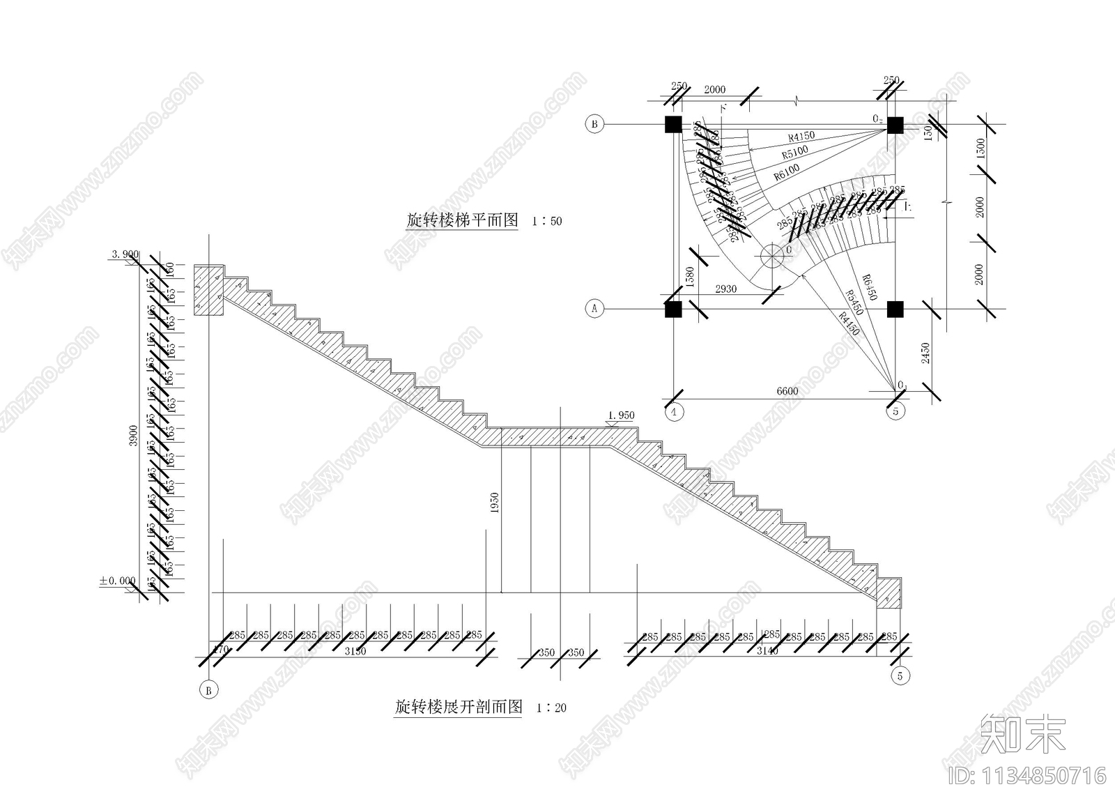 楼梯大样图cad施工图下载【ID:1134850716】