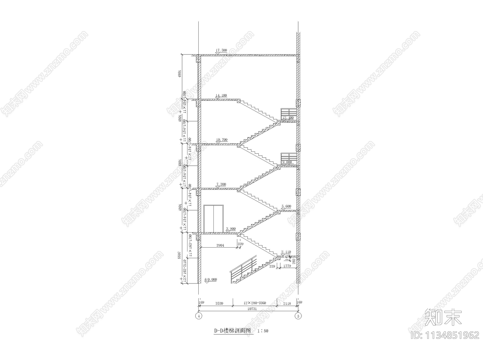 楼梯大样详图cad施工图下载【ID:1134851962】