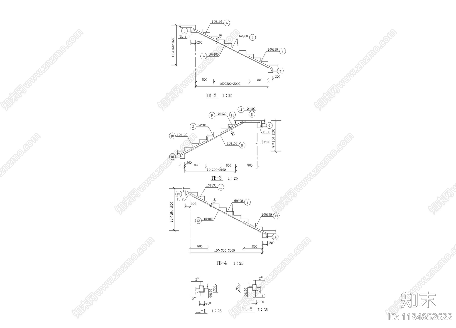楼梯大样图cad施工图下载【ID:1134852622】