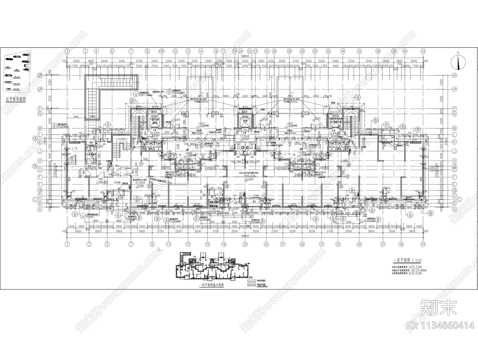 现代高层住宅建筑cad施工图下载【ID:1134860414】