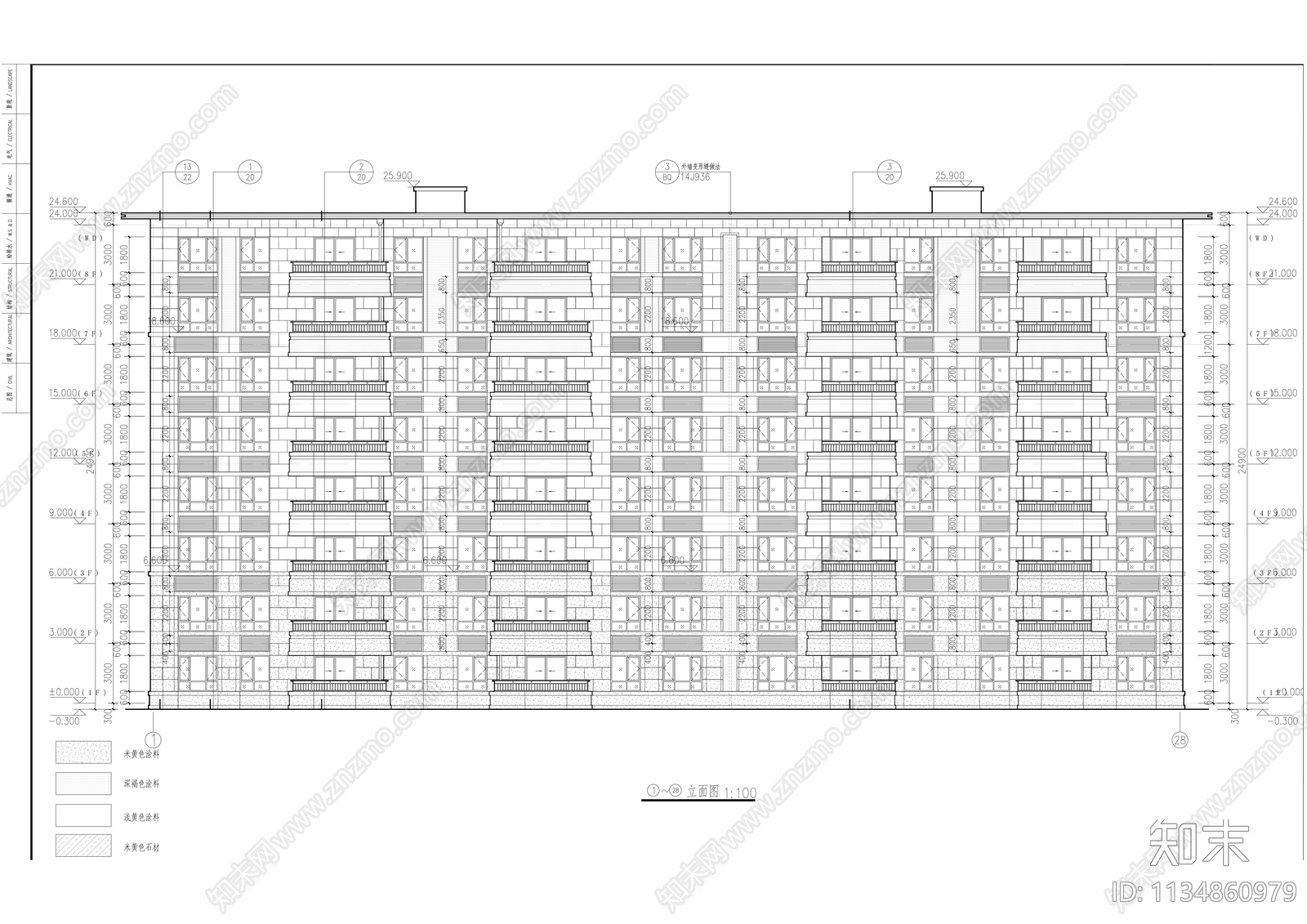 现现代住宅建筑效果图cad施工图下载【ID:1134860979】