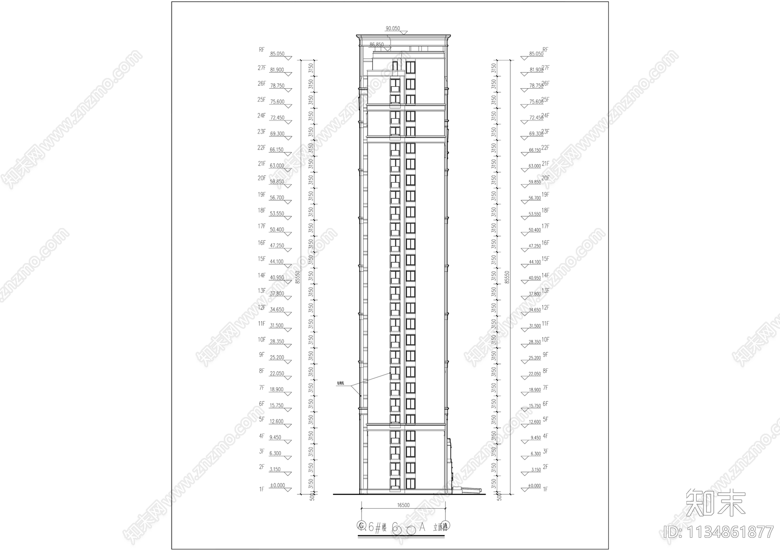 高层住宅建筑效果图cad施工图下载【ID:1134861877】