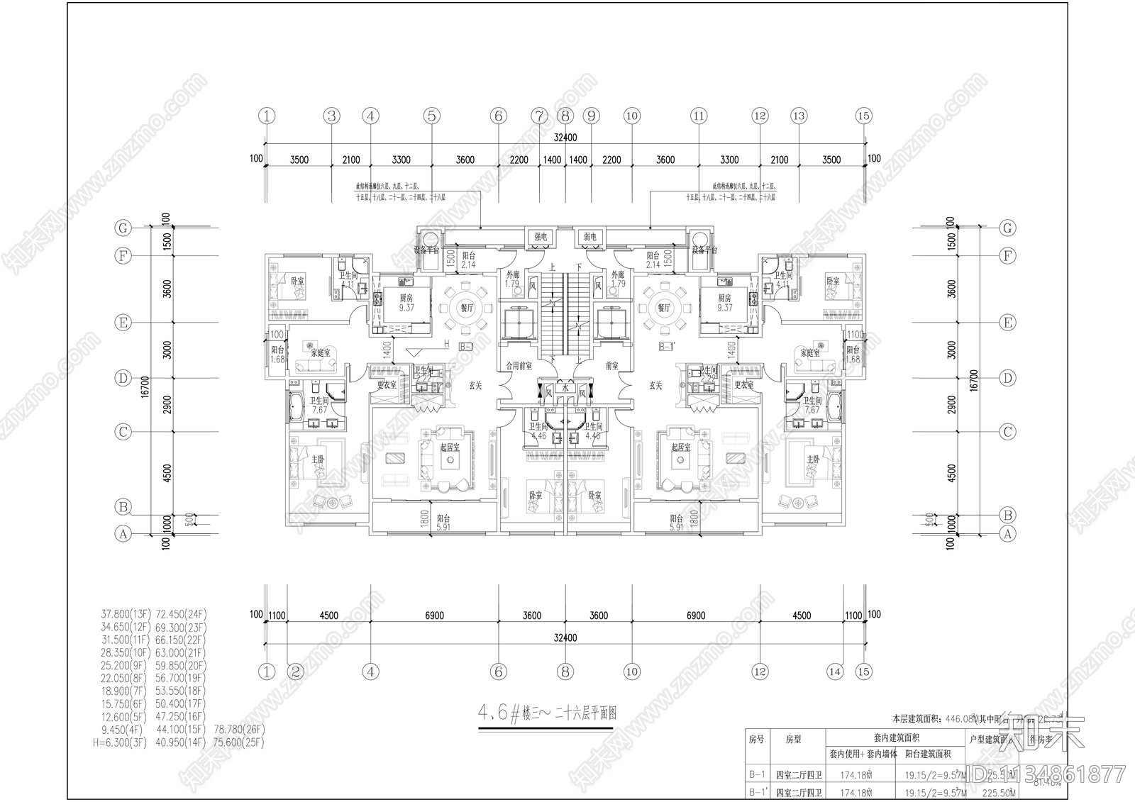 高层住宅建筑效果图cad施工图下载【ID:1134861877】