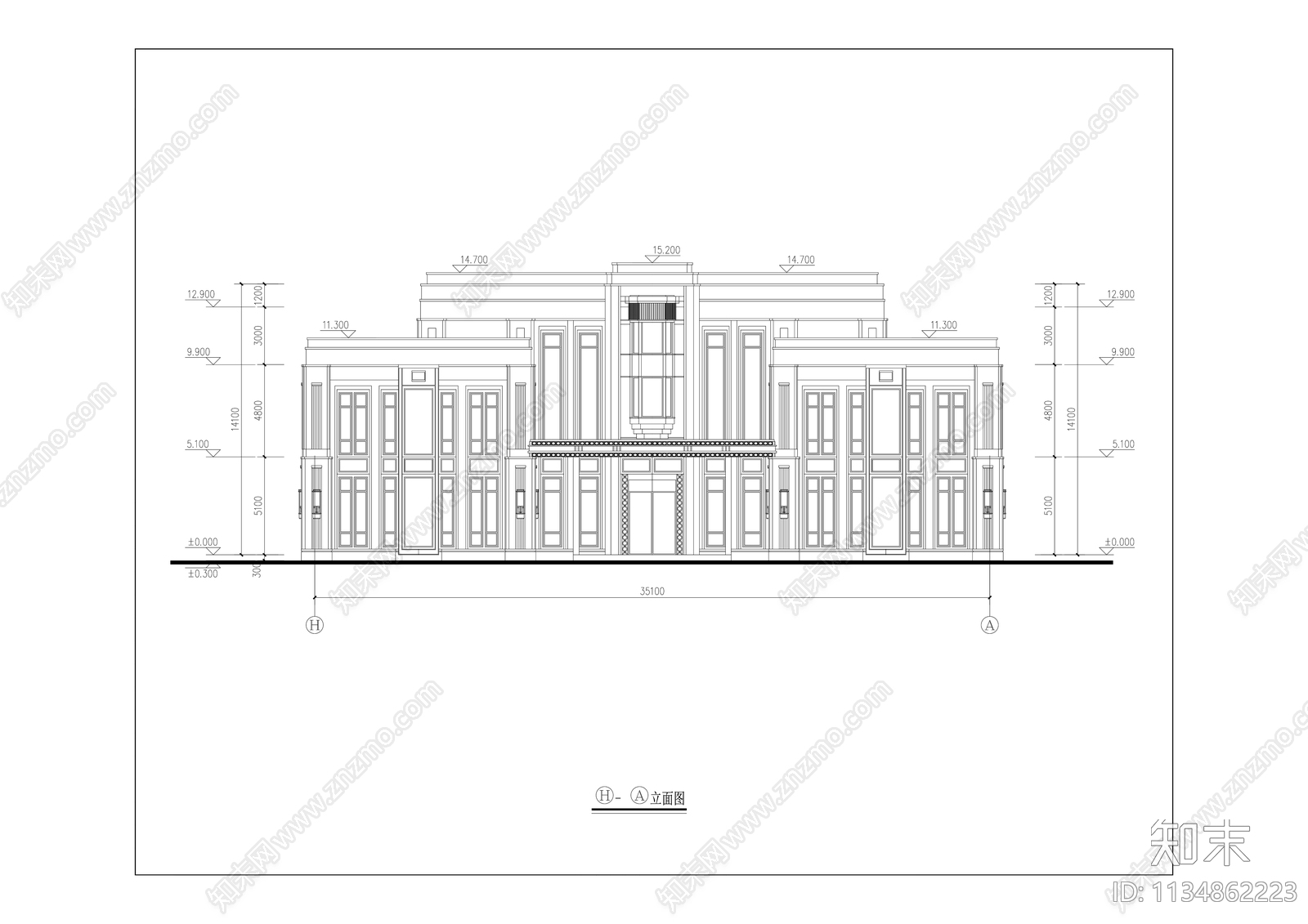 现代会所建筑cad施工图下载【ID:1134862223】