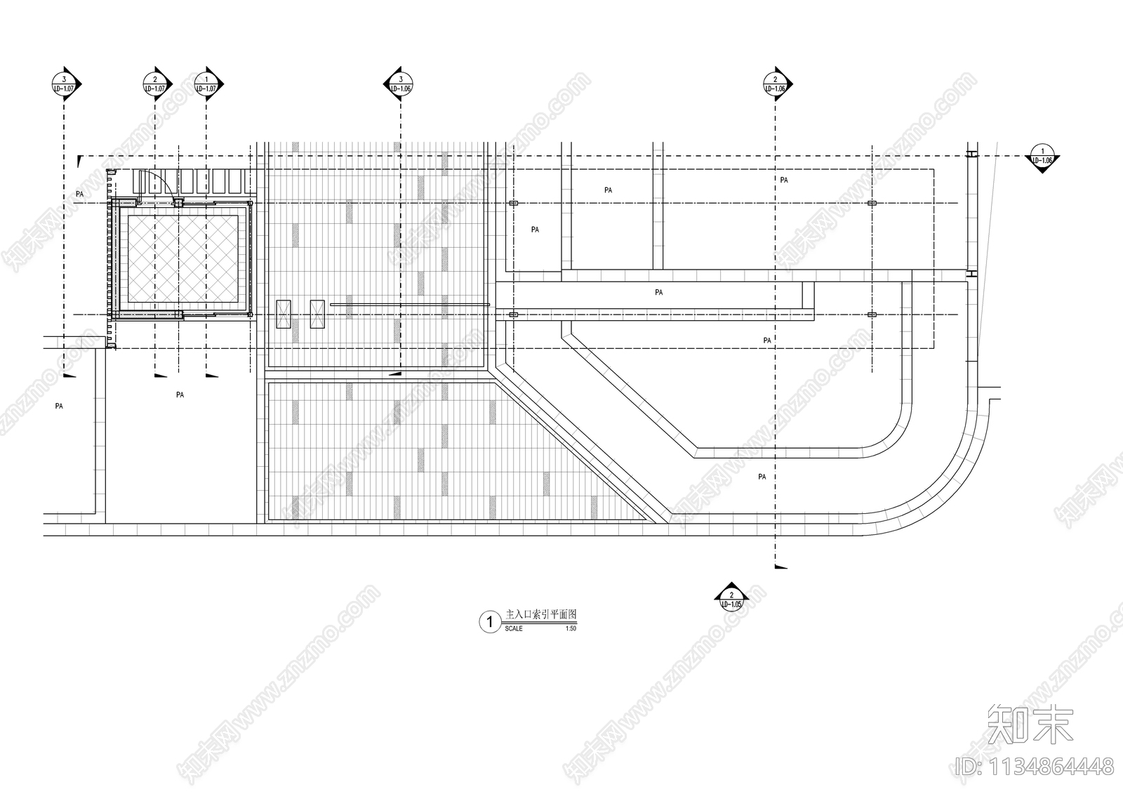 现代小区入口大门岗亭施工图下载【ID:1134864448】