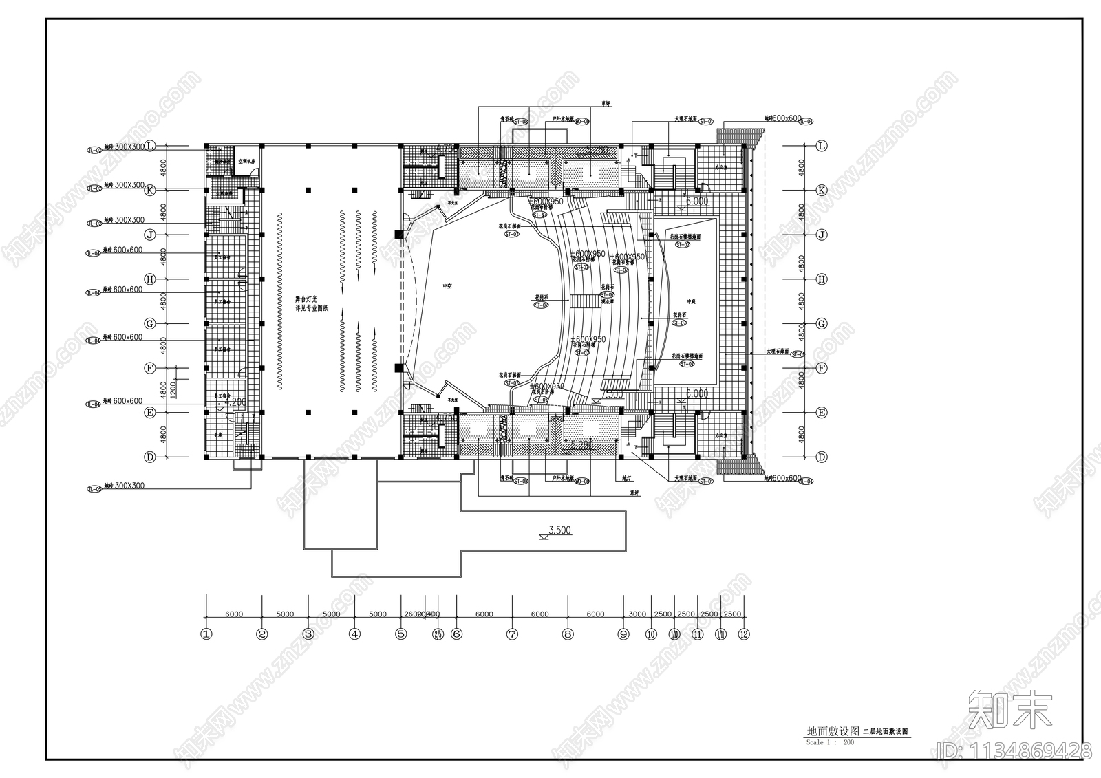 多功能影剧院室内cad施工图下载【ID:1134869428】