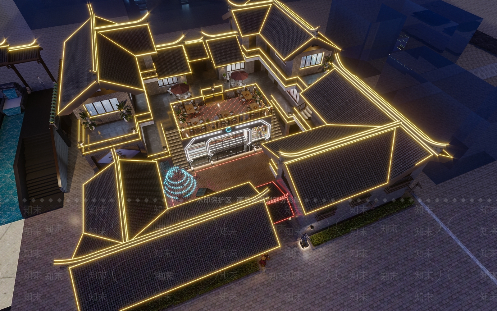 现代电竞酒店鸟瞰规划3D模型下载【ID:1134873053】
