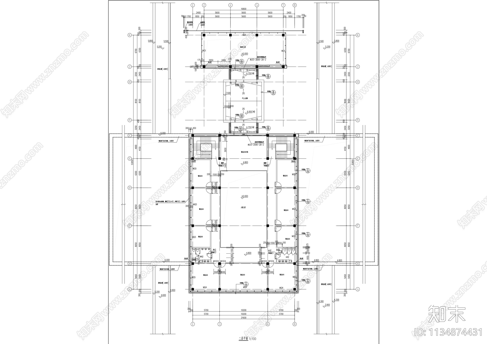 现代售楼处物业建筑cad施工图下载【ID:1134874431】