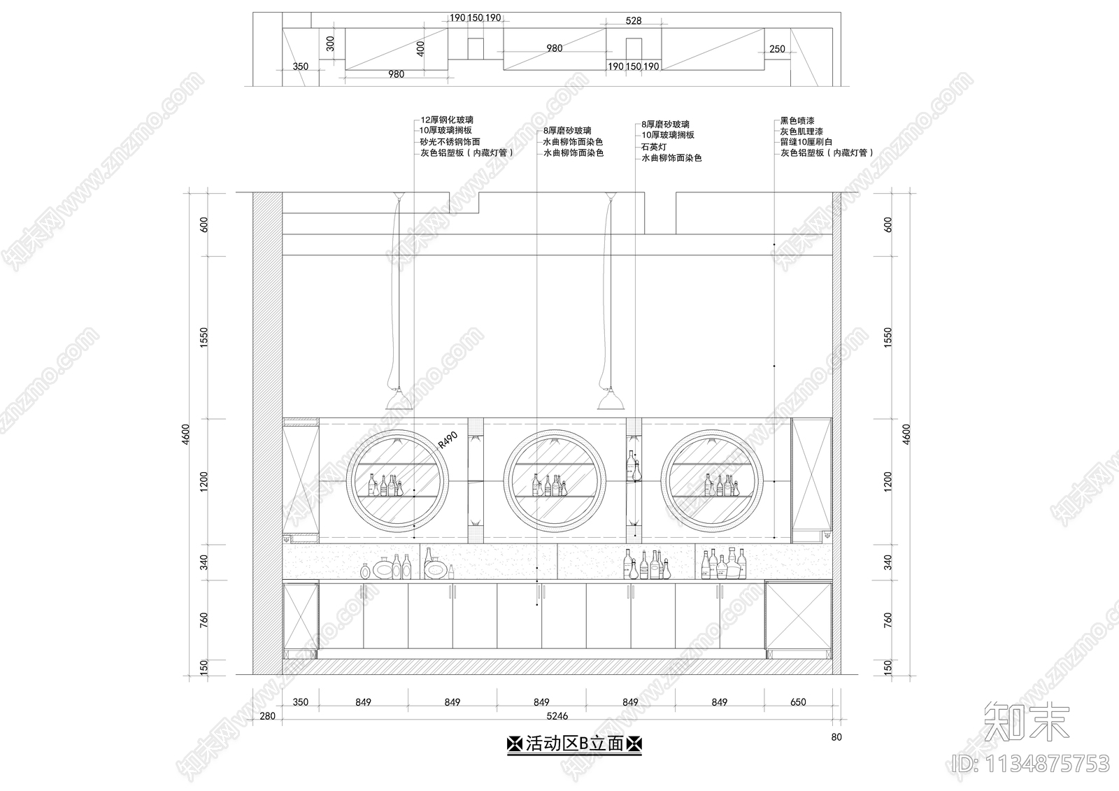 二百平小型酒吧装修cad施工图下载【ID:1134875753】
