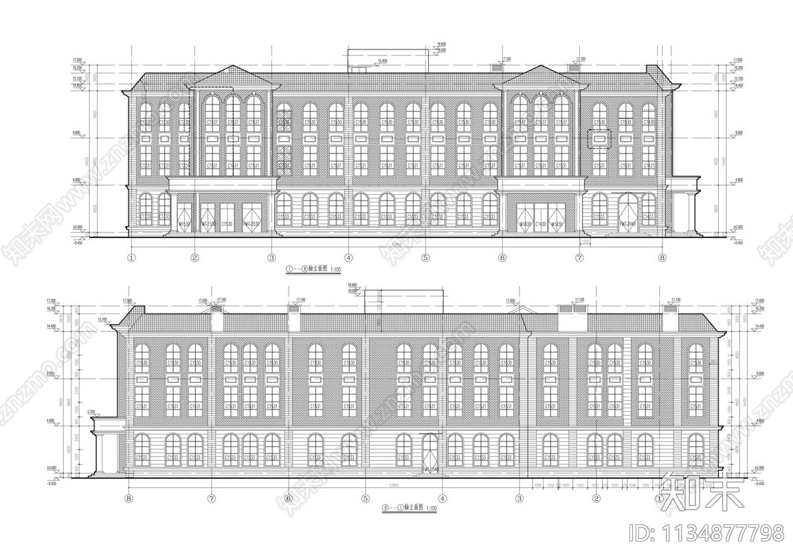 学校建筑cad施工图下载【ID:1134877798】