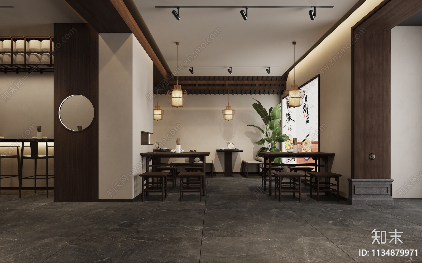 新中式面馆早餐店3D模型下载【ID:1134879971】