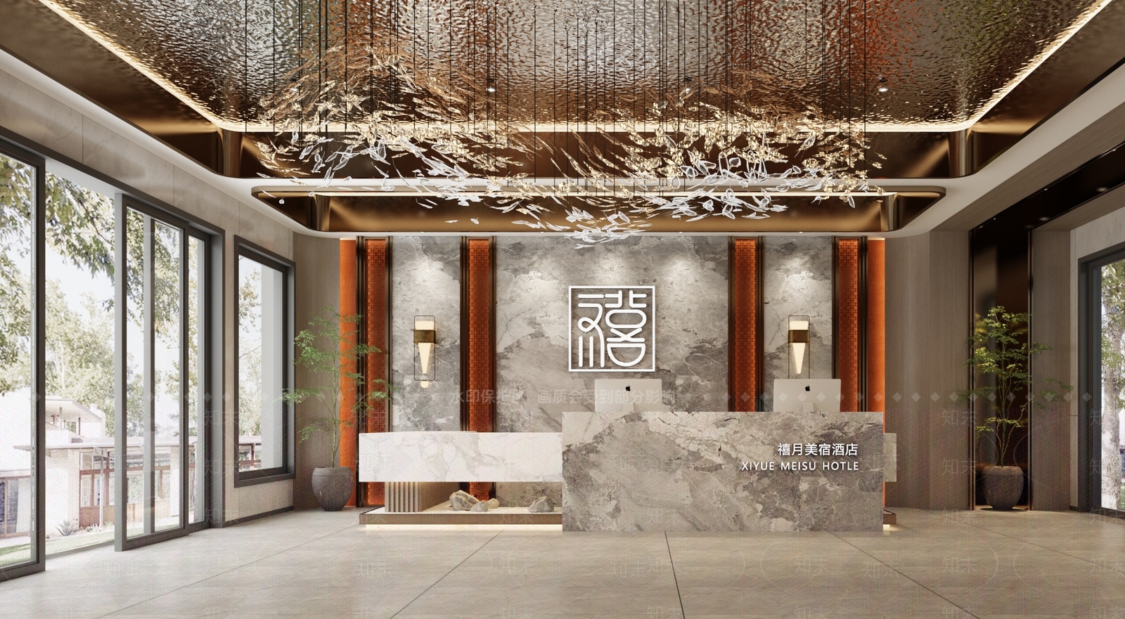 新中式酒店餐厅3D模型下载【ID:1221781723】