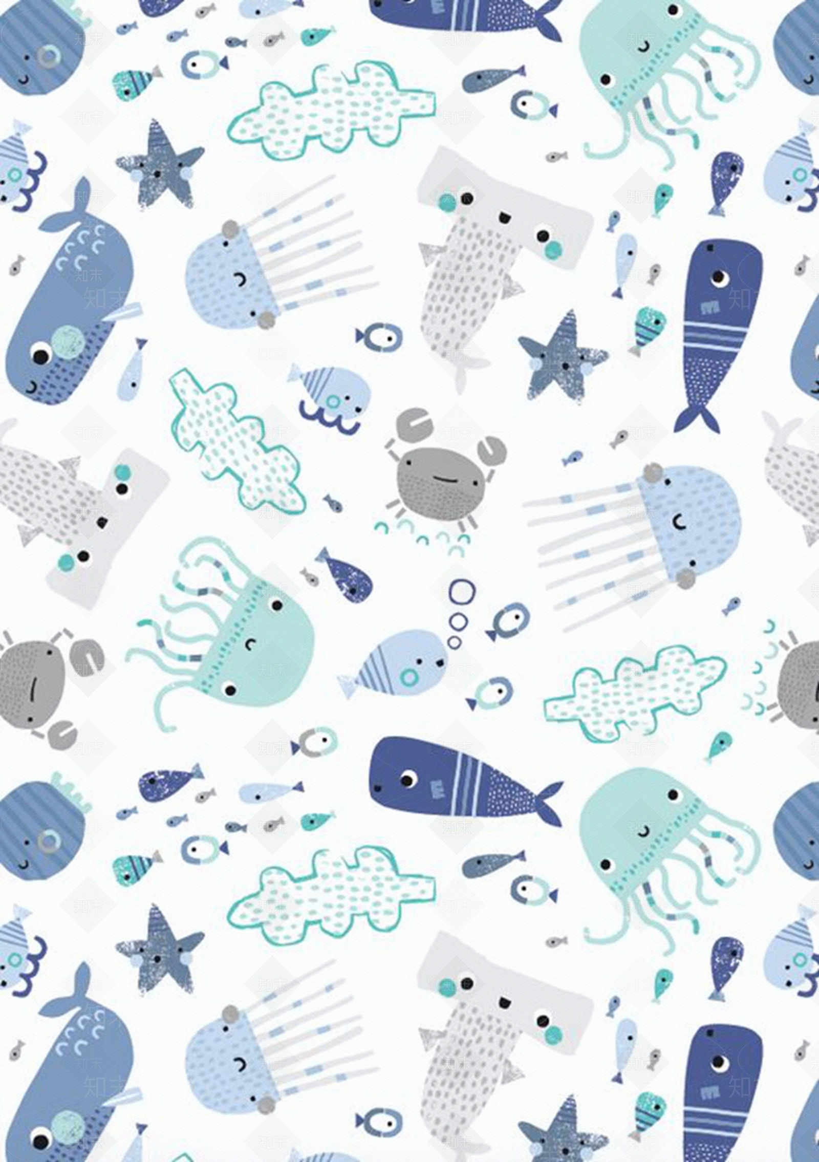 儿童房海洋主题壁纸贴图下载【ID:1134889774】
