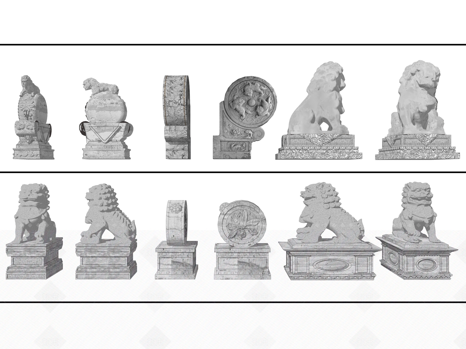 中式石狮子SU模型下载【ID:1134898458】