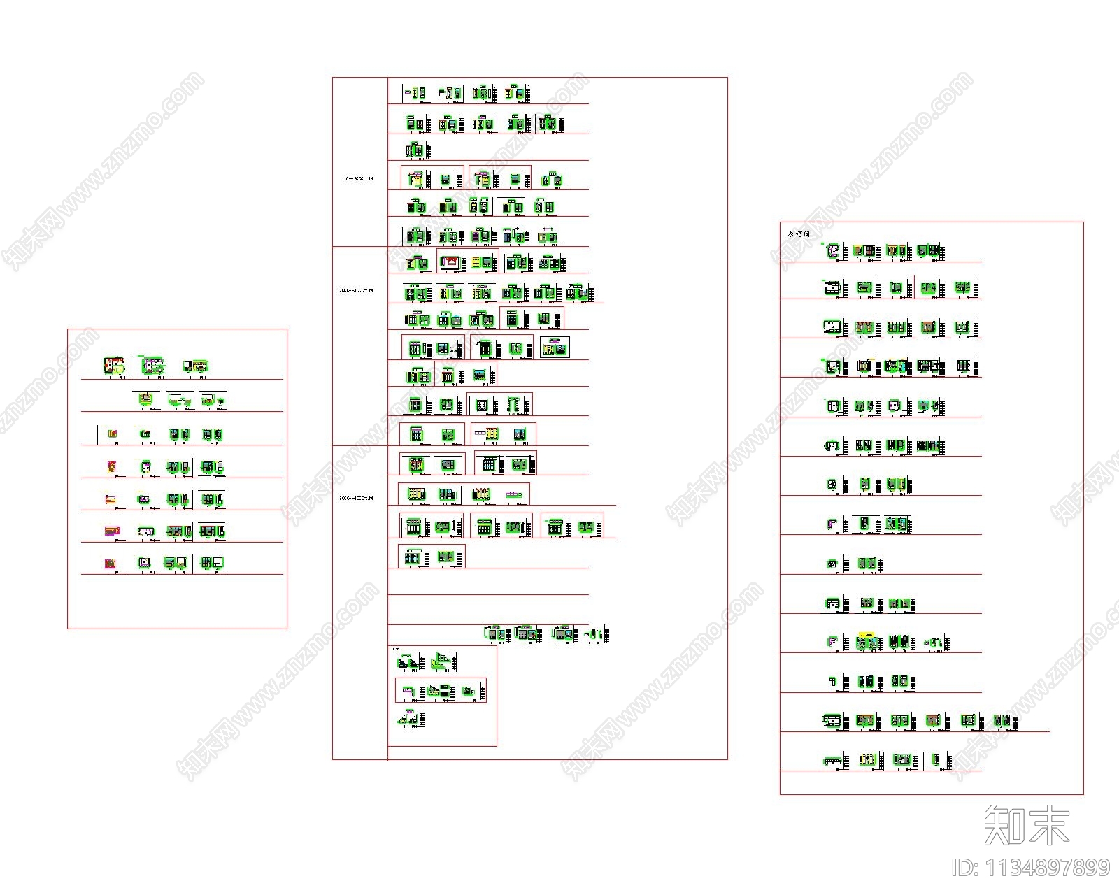 衣柜三视图cad施工图下载【ID:1134897899】