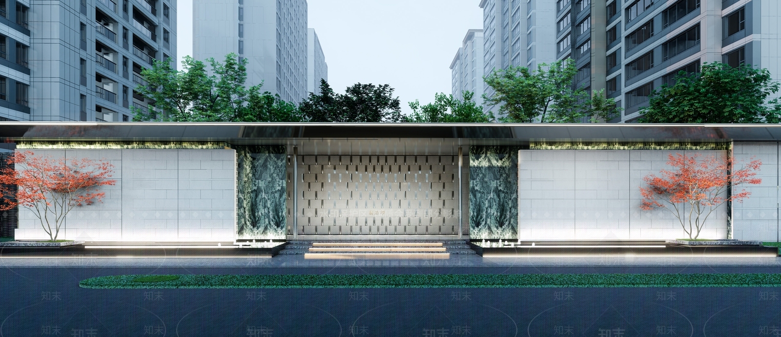 现代示范区大区入口大门SU模型下载【ID:1134907455】