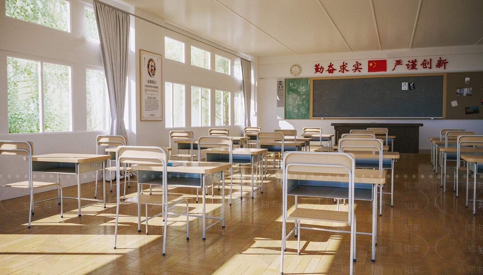 现代学校教室SU模型下载【ID:1134908709】