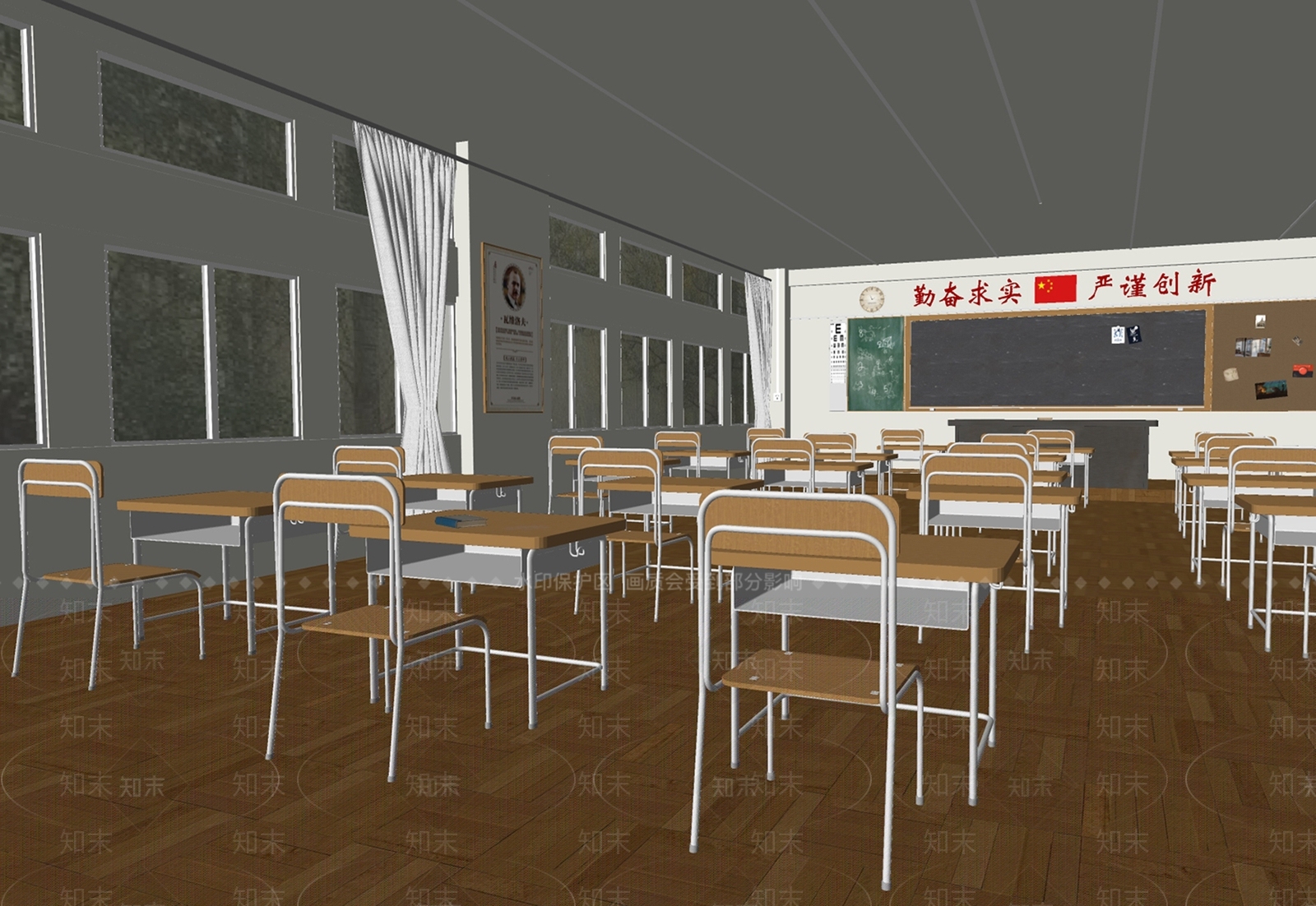 现代学校教室SU模型下载【ID:1134908709】