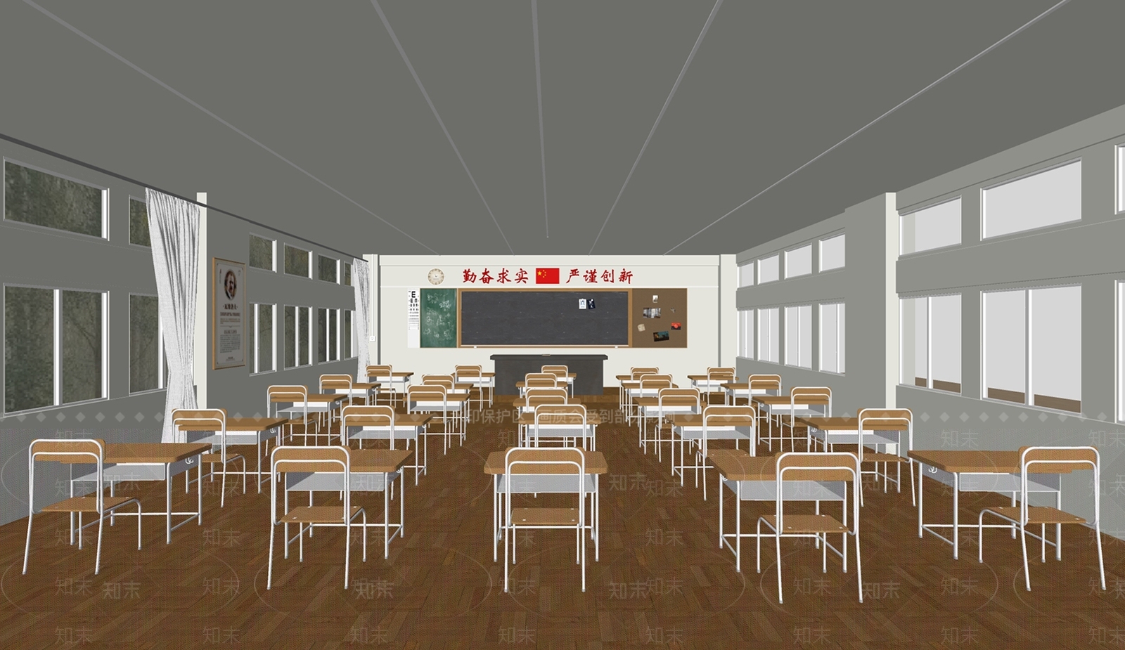 现代学校教室SU模型下载【ID:1134908709】