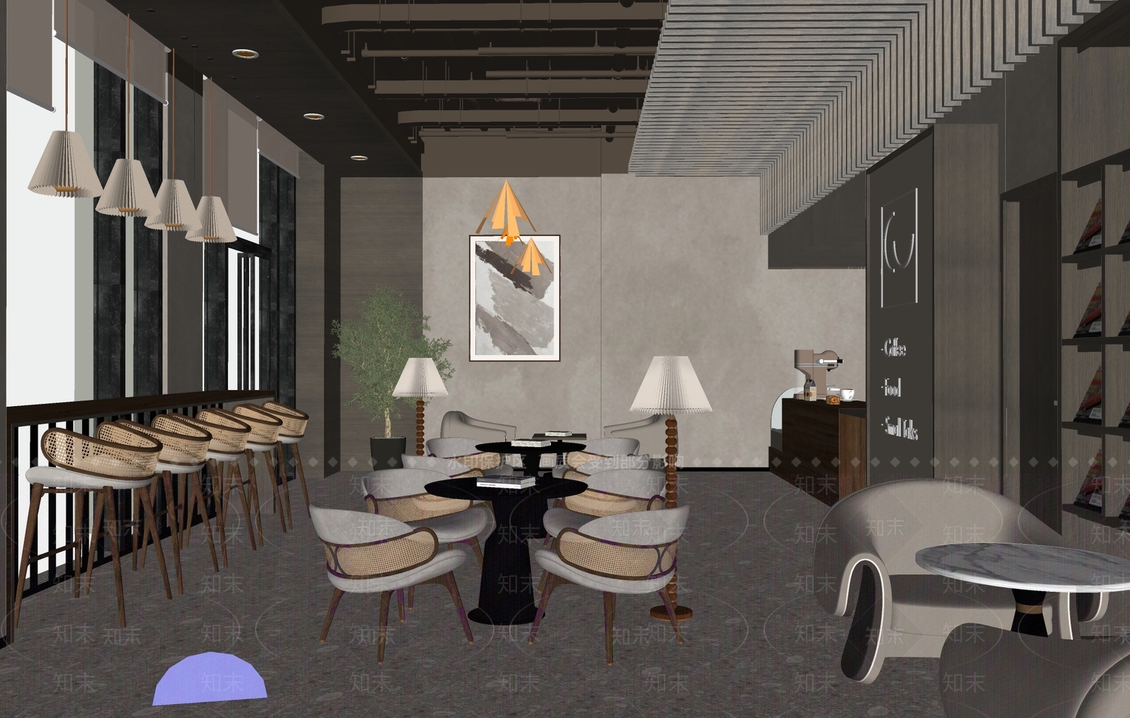 侘寂西餐厅SU模型下载【ID:1134924460】