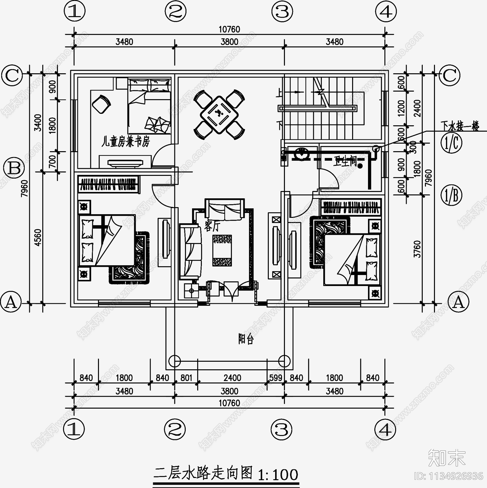 自建房建筑给排水cad施工图下载【ID:1134926936】