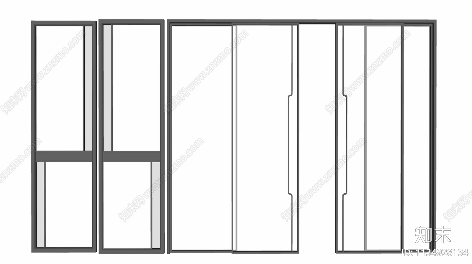 现代推拉门SU模型下载【ID:1134928134】