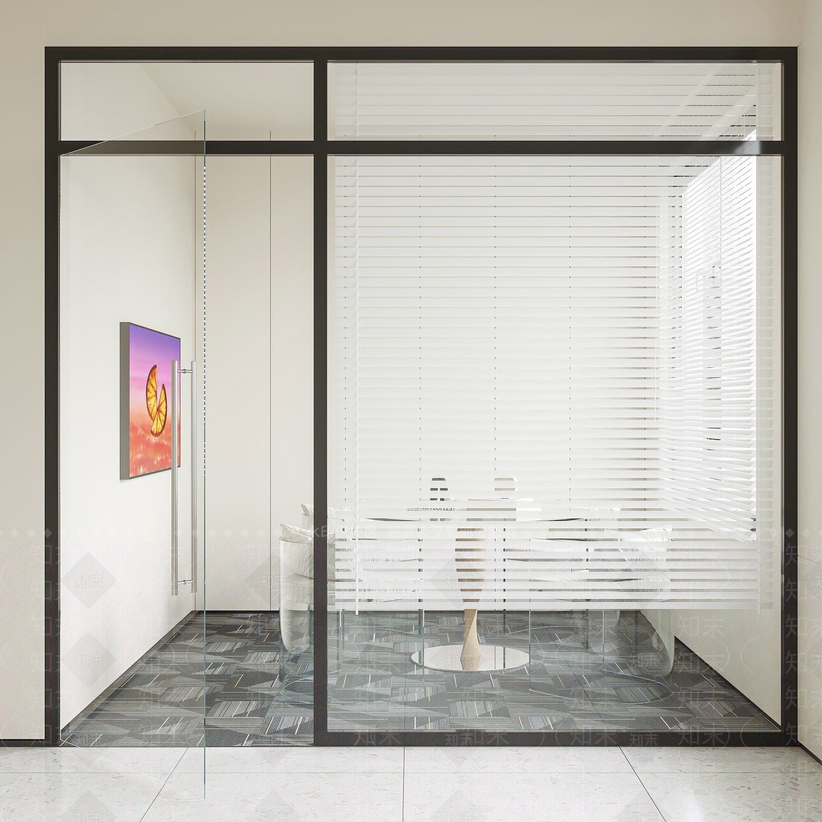 现代办公室玻璃单开门3D模型下载【ID:1134933076】