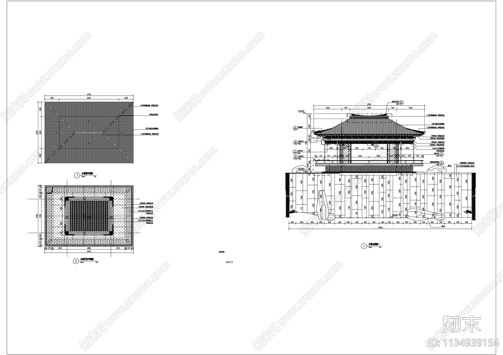 中式宋式景观亭水阁详图cad施工图下载【ID:1134939156】