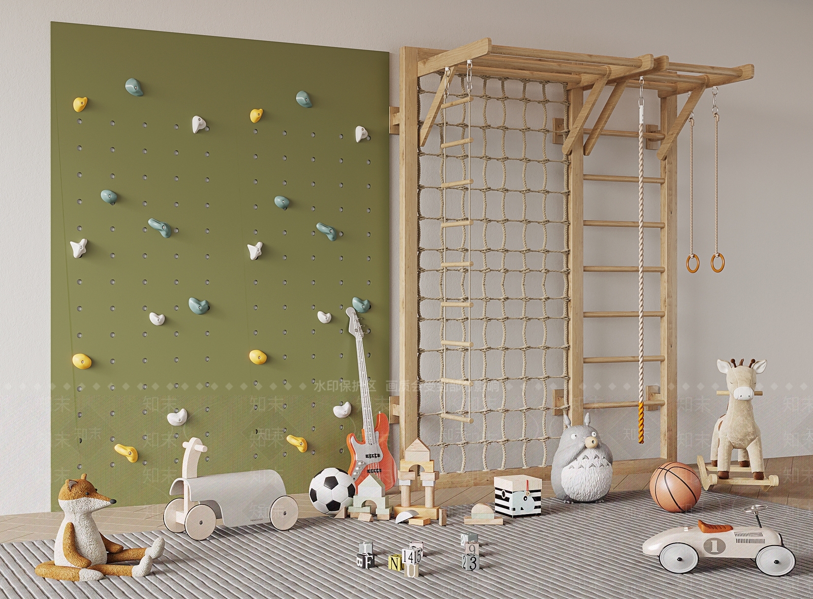 现代儿童攀爬架3D模型下载【ID:1134939620】