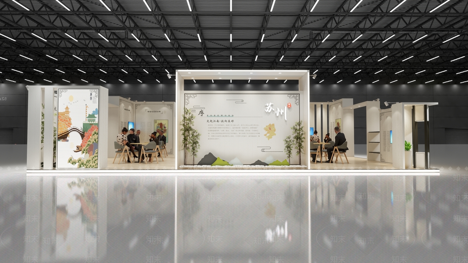 新中式商业展厅SU模型下载【ID:1134941397】