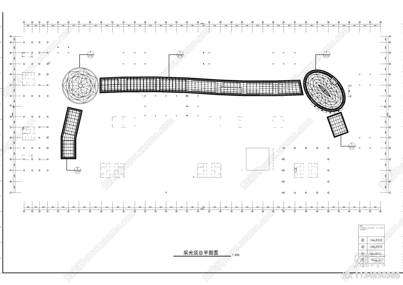 万达商场采光顶与观光梯大样施工图下载【ID:1134950386】