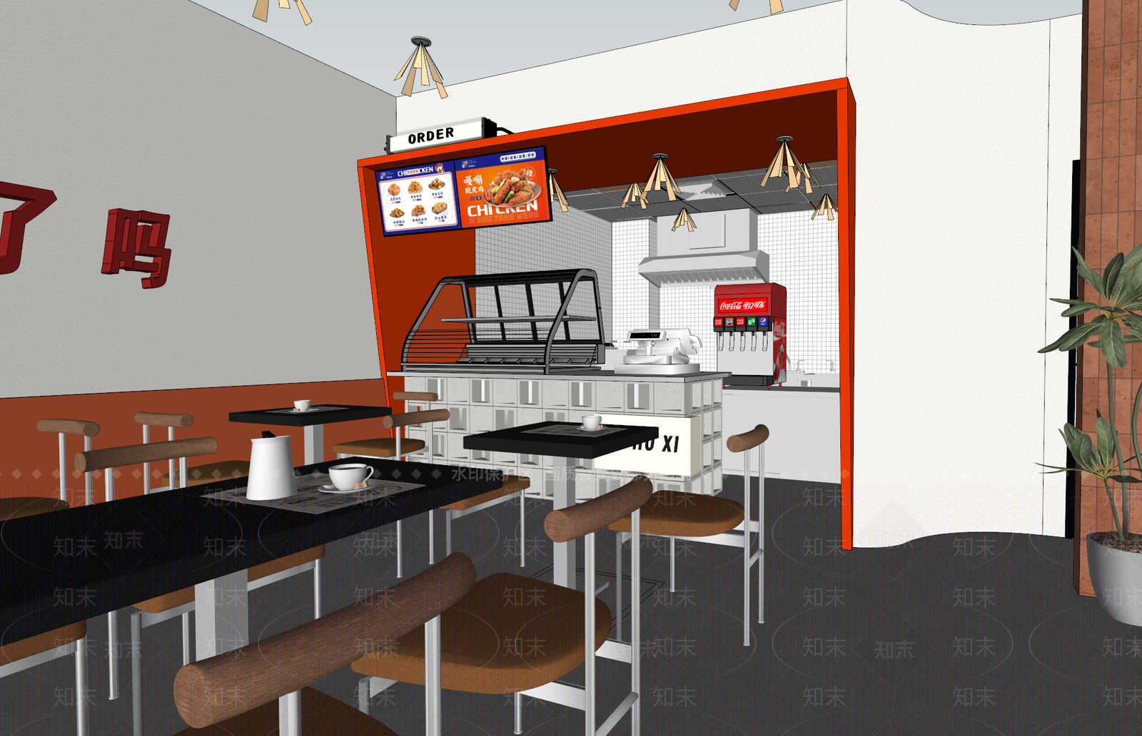 现代汉堡店SU模型下载【ID:1134954233】