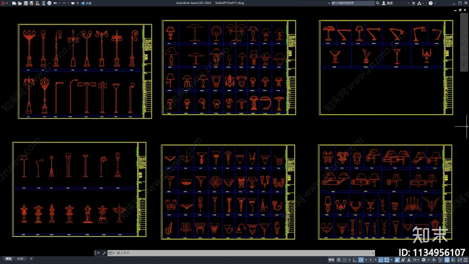 各类灯具cad施工图下载【ID:1134956107】