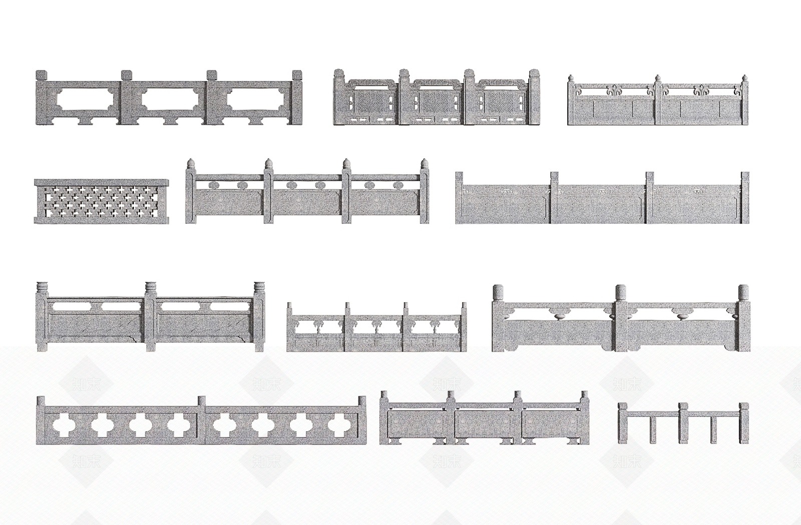 中式石栏杆3D模型下载【ID:1134956855】