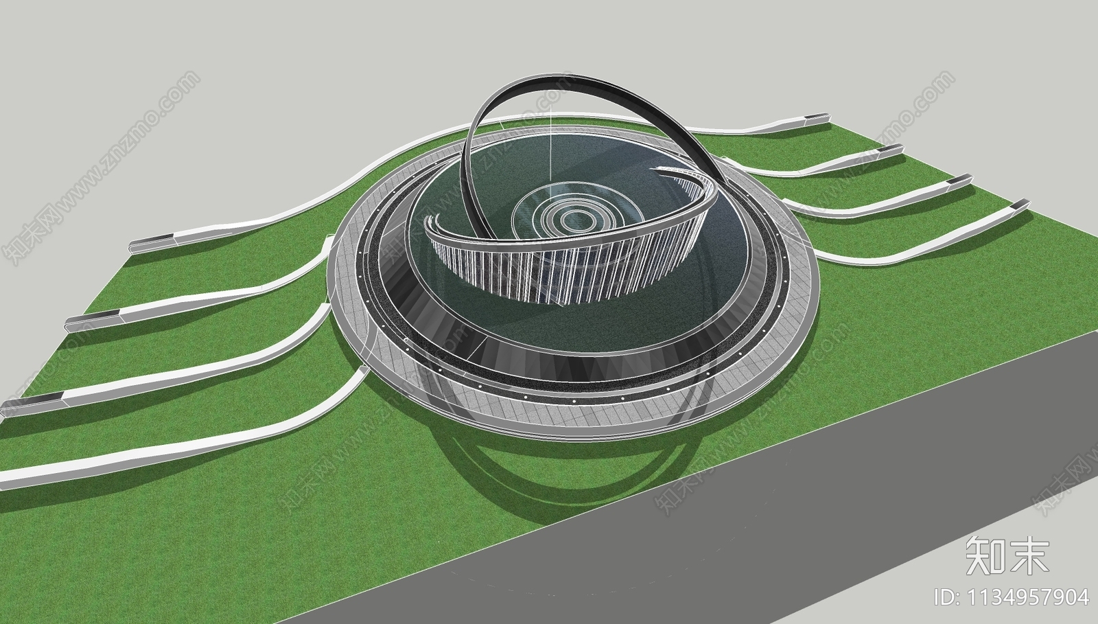 现代景观雕塑水景SU模型下载【ID:1134957904】