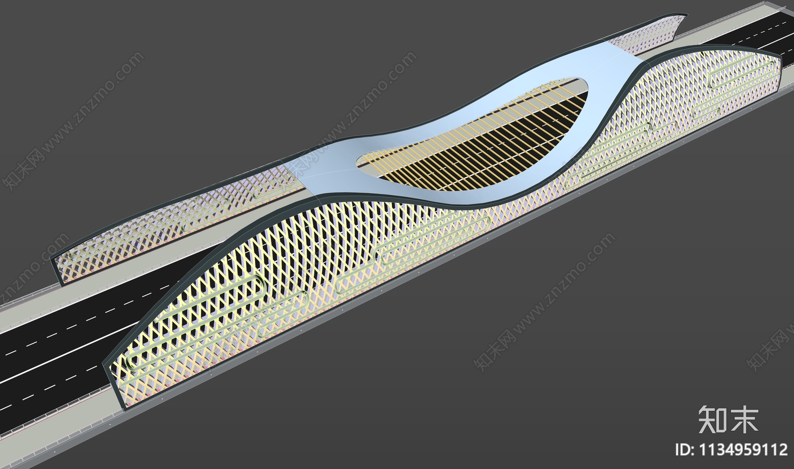 现代科技感大桥SU模型下载【ID:1134959112】