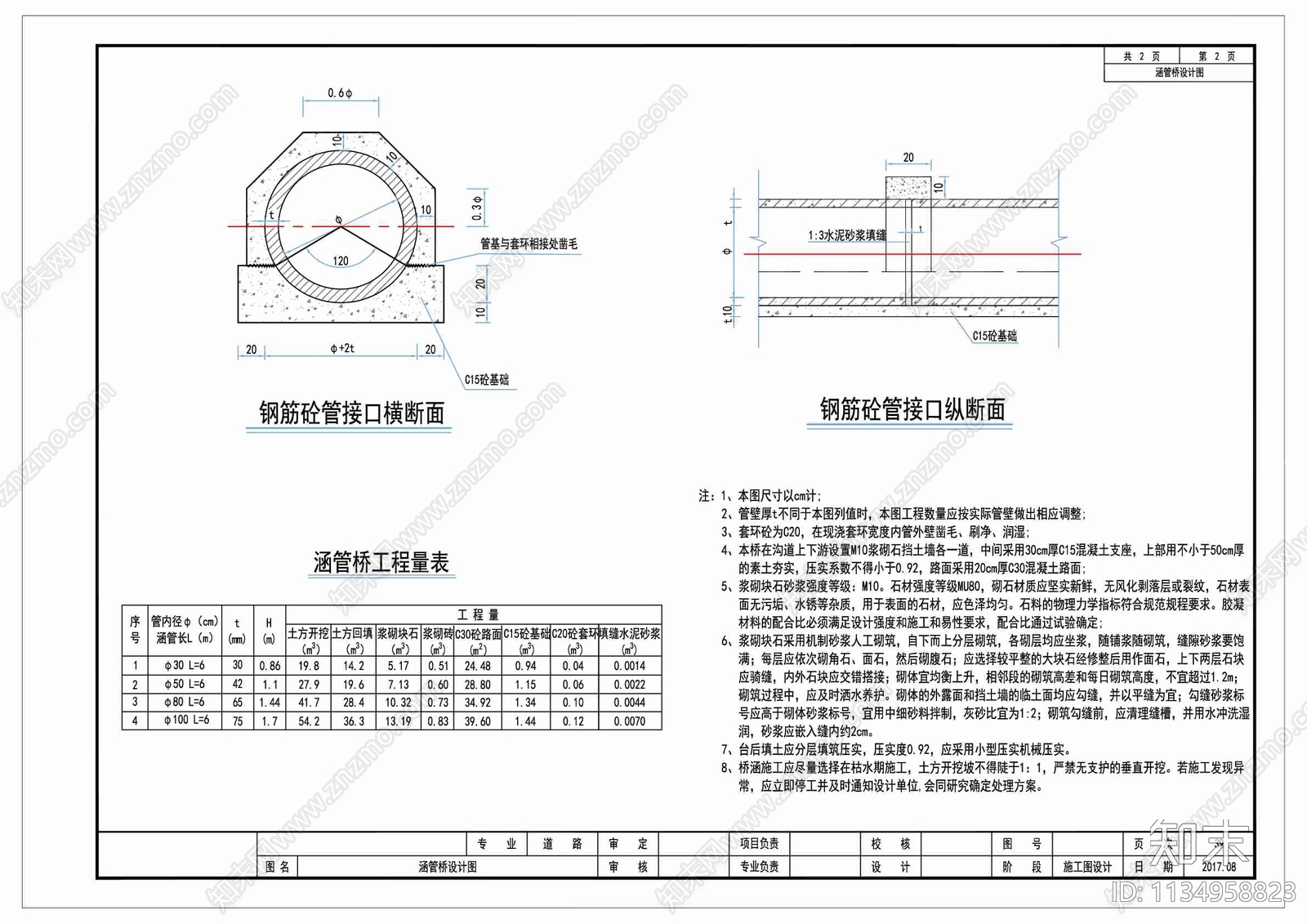 涵管桥设计cad施工图下载【ID:1134958823】