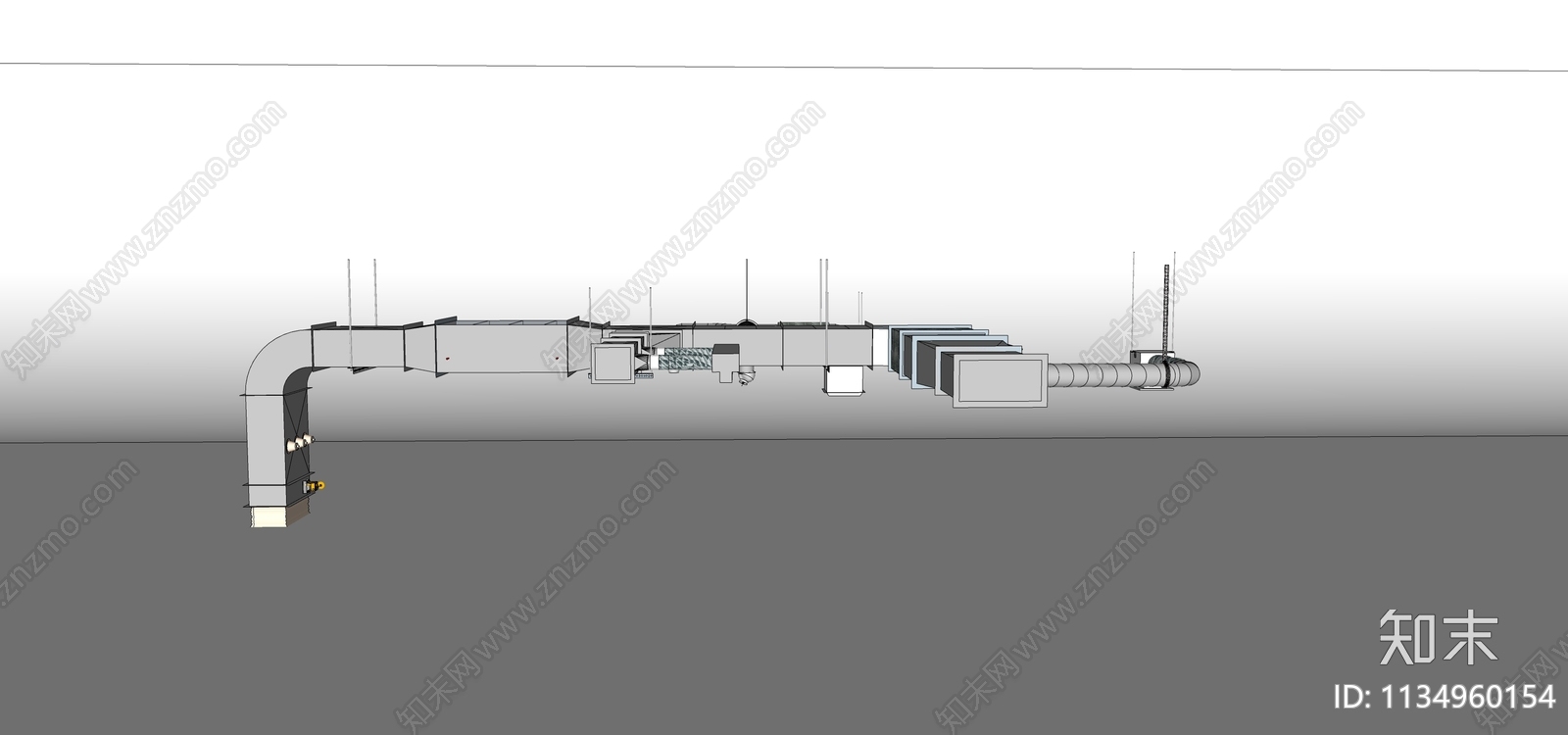 现代工业暖通通风管SU模型下载【ID:1134960154】