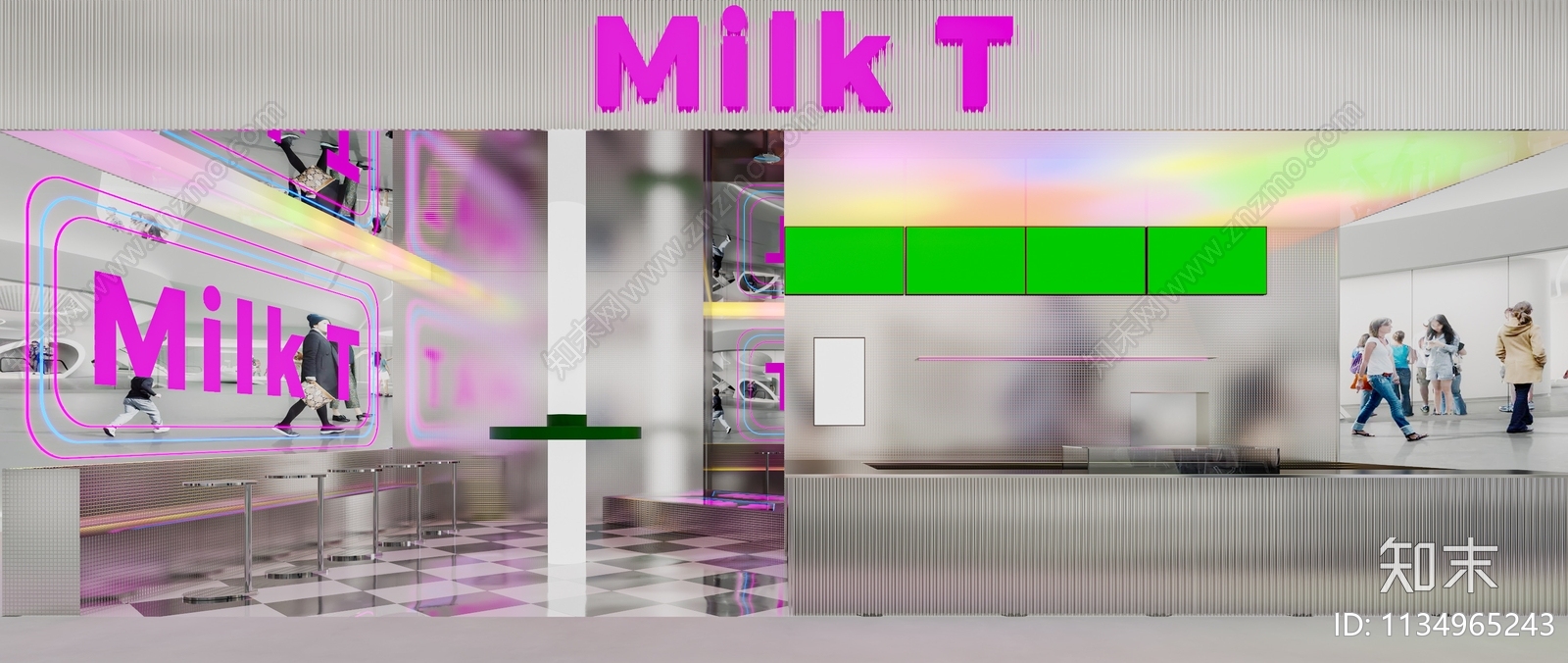 55平甜品店效果图施工图下载【ID:1134965243】