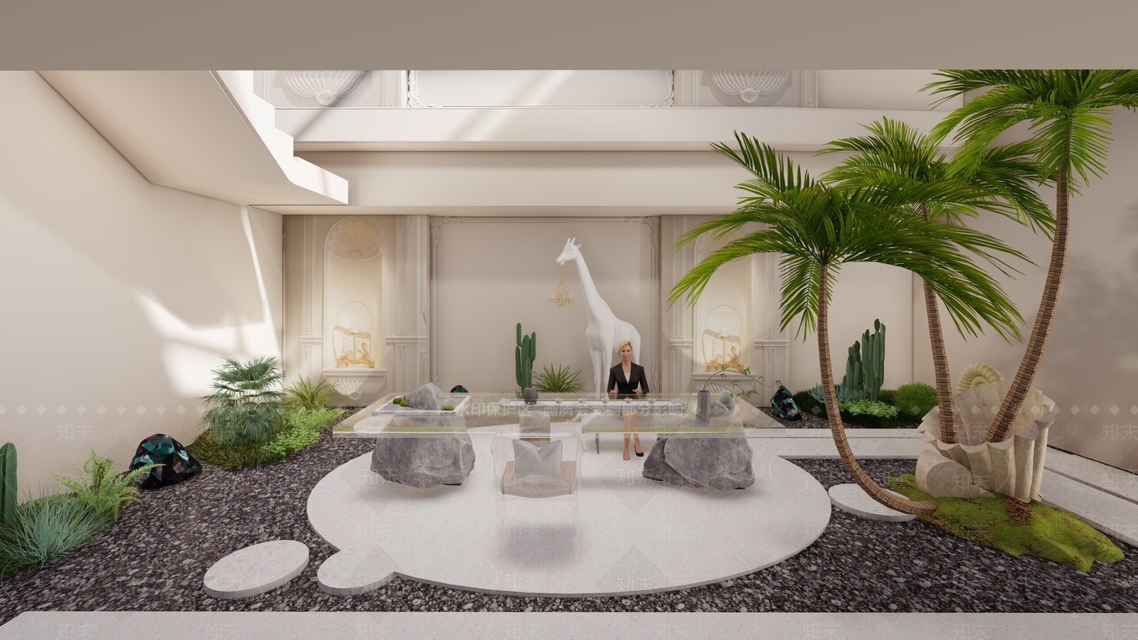 欧式天井庭院花园SU模型下载【ID:1134975244】