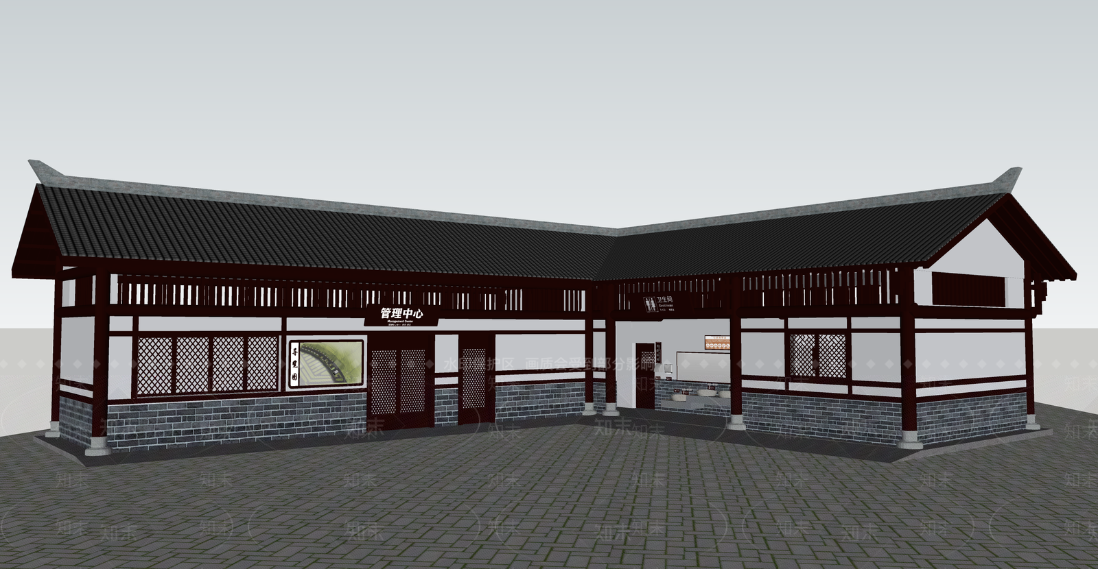 中式游客中心SU模型下载【ID:1135226395】