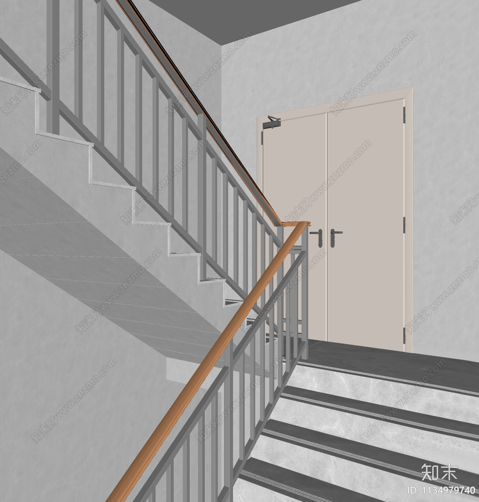 现代楼梯间SU模型下载【ID:1134979740】