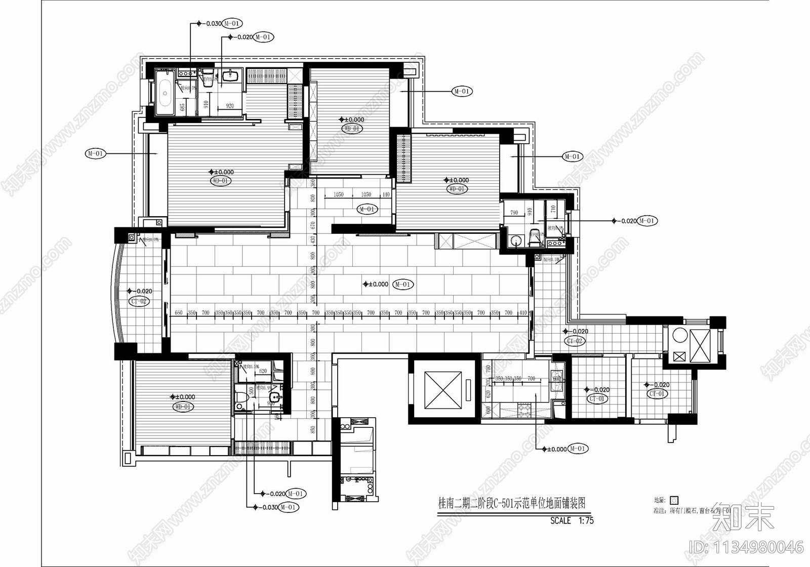 260㎡大平层家装cad施工图下载【ID:1134980046】